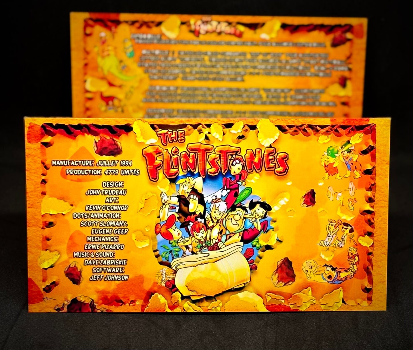 Instrucciones de las tarjetas del juego de pinball de Los Picapiedra (1994) de Williams, delantal personalizado, reglas impresas (V2)