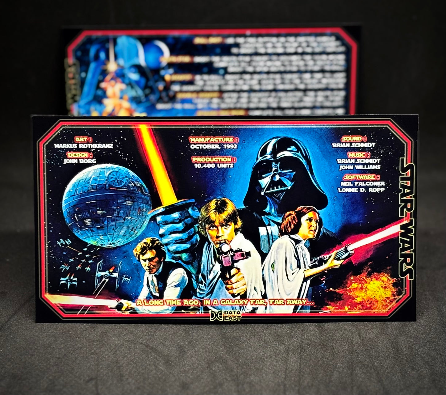Data East Star Wars 1992 Jeu Cartes Instructions Flipper Custom Apron règles imprimées V1