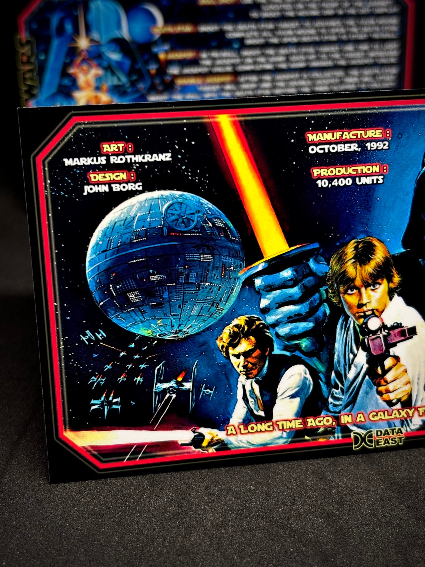 Data East Star Wars 1992 Jeu Cartes Instructions Flipper Custom Apron règles imprimées V1