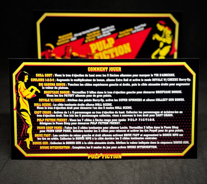 Chicago Gaming Pulp Fiction 2023 Game Cards Instructions Pinball Custom Apron Printed Rules V1