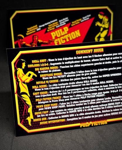 Chicago Gaming Pulp Fiction 2023 Game Cards Instructions Pinball Custom Apron Printed Rules V1