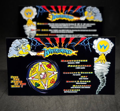 Williams Whirlwind 1990 Game Cards Instructions Pinball Machine Custom Apron Printed Rules BK