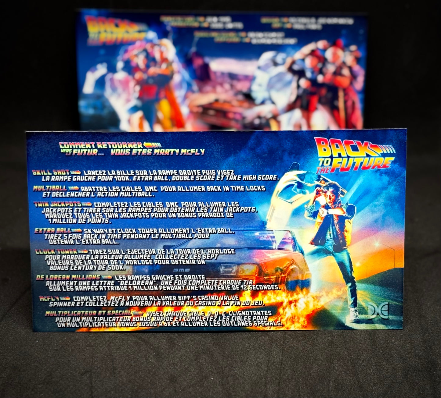 Instrucciones de las tarjetas del juego Data East Back To The Future 1990, tarjetas de pinball personalizadas con impresión de pinball.