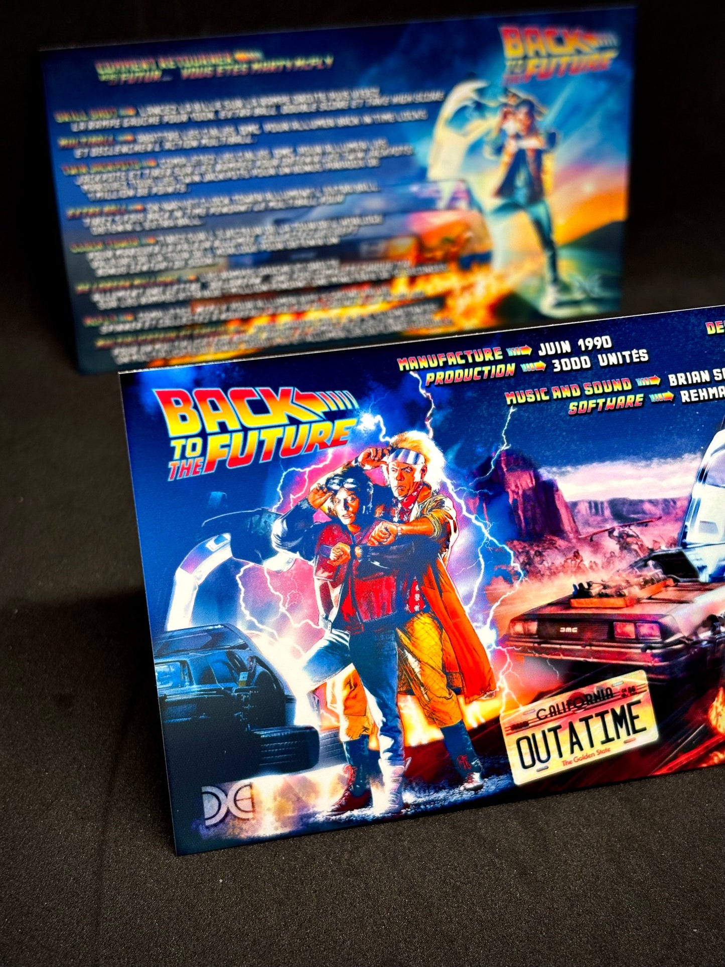 Instrucciones de las tarjetas del juego Data East Back To The Future 1990, tarjetas de pinball personalizadas con impresión de pinball.