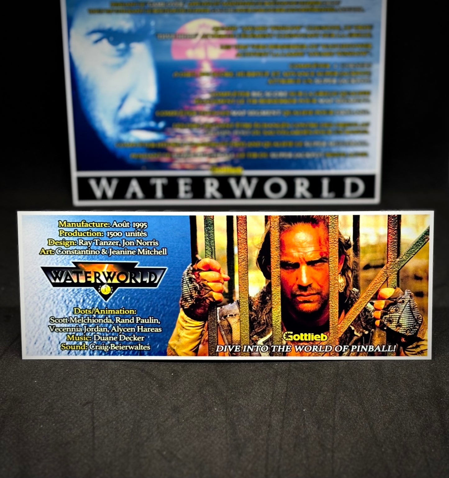 Instrucciones de pinball para tarjetas de juego Gottlieb Waterworld 1995 - Tarjetas de pinball personalizadas con impresión personalizada