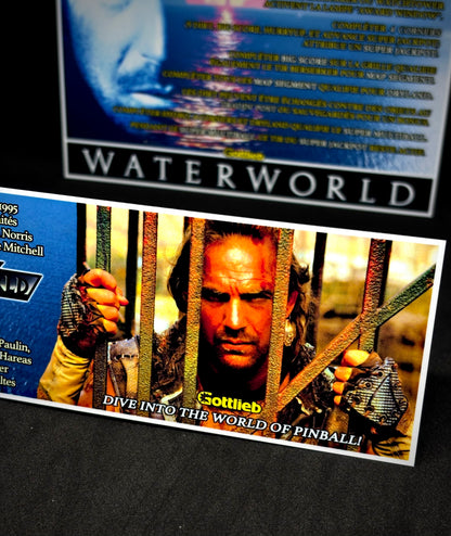 Instrucciones de las tarjetas del juego Gottlieb Waterworld 1995, reglas impresas del delantal personalizado de Pinball