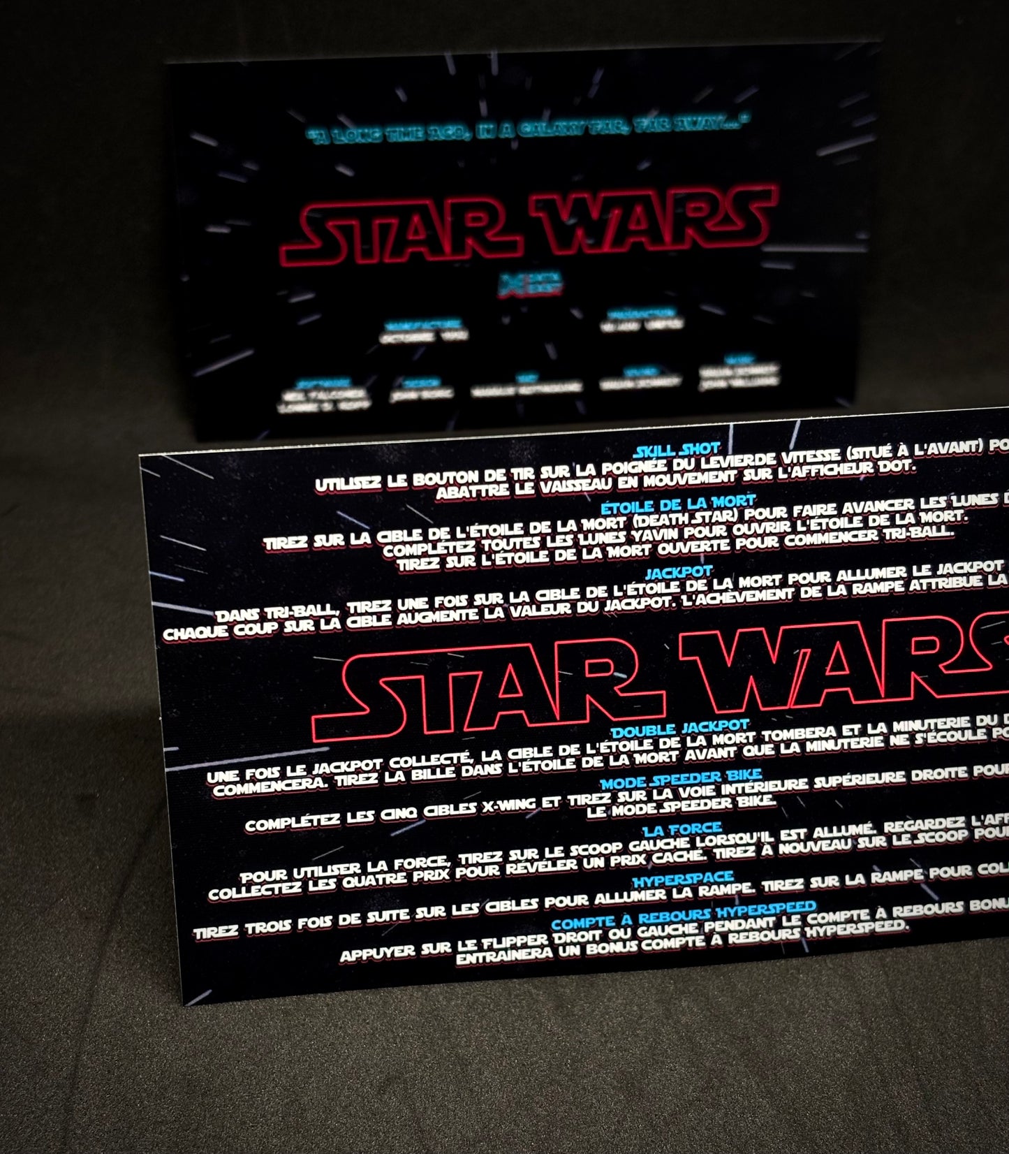 Instrucciones de las tarjetas del juego Data East Star Wars 1992 Pinball versión 4 - Tarjetas de delantal de pinball impresas personalizadas