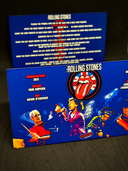 Instrucciones para las tarjetas del juego Stern The Rolling Stones 2011 Delantal personalizado de pinball Reglas impresas