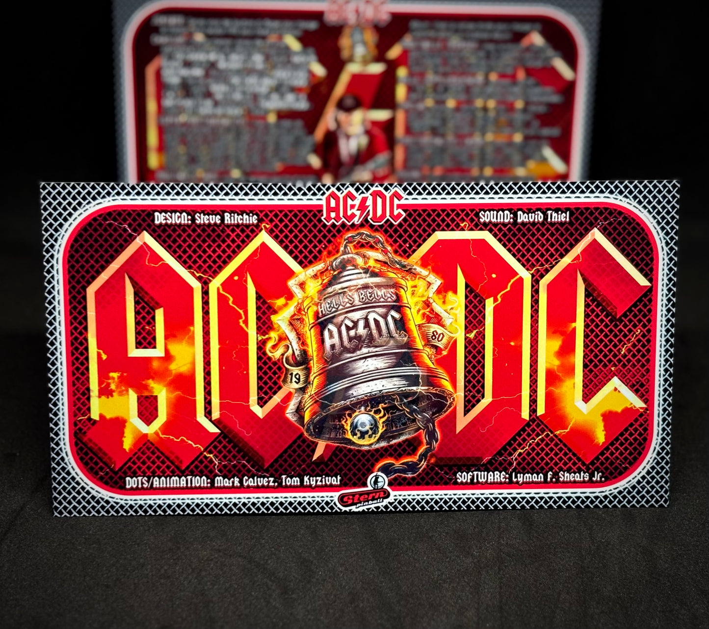 Instrucciones de las tarjetas de juego Stern AC/DC 2012, versión Pinball 1, delantal de pinball con impresión personalizada, tarjetas ACDC