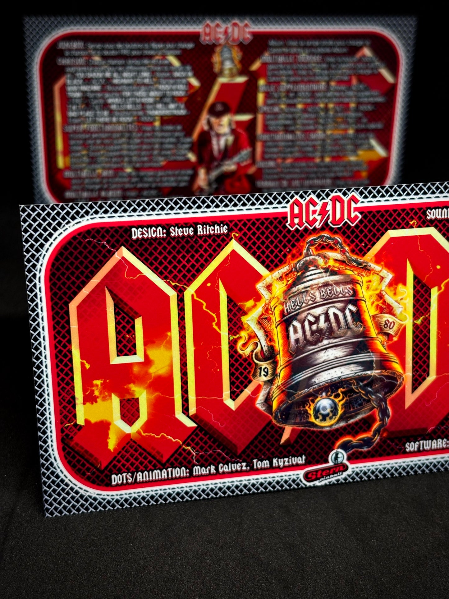 Instrucciones de las tarjetas de juego Stern AC/DC 2012, versión Pinball 1, delantal de pinball con impresión personalizada, tarjetas ACDC