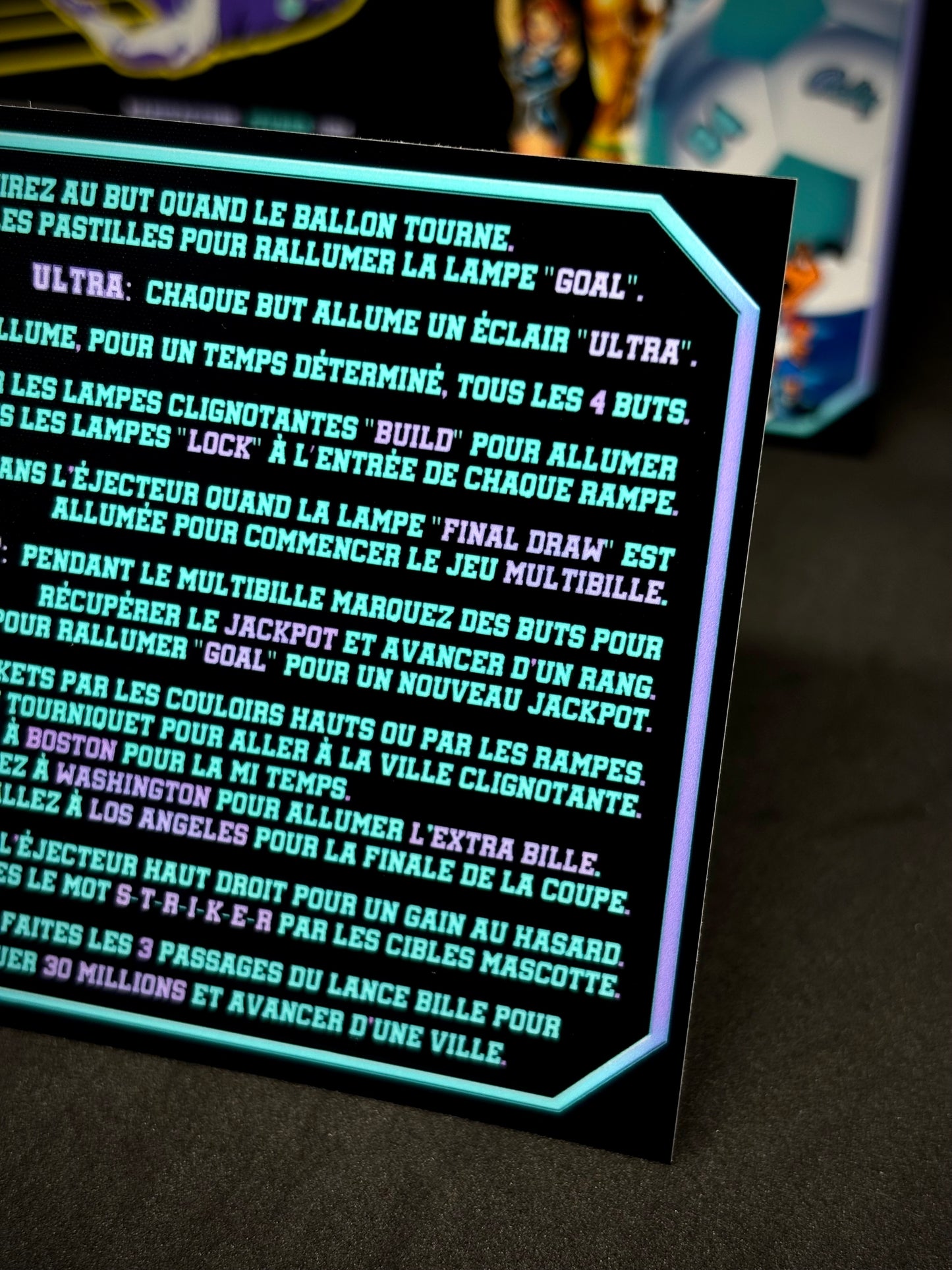 Bally World Cup Soccer USA 1994 BK Jeu Cartes Instructions Flipper Custom Apron règles imprimées