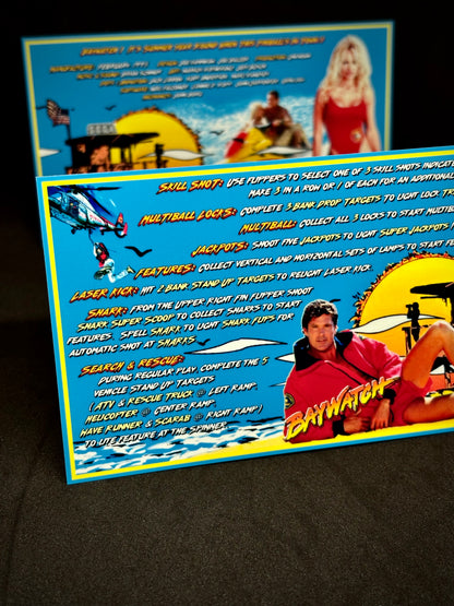 SEGA Baywatch 1995 Game Cards Instructions Pinball Custom Apron Printed Rules