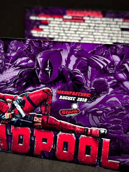 Instrucciones de las tarjetas del juego Stern Deadpool 2018 Delantal personalizado de pinball Reglas impresas
