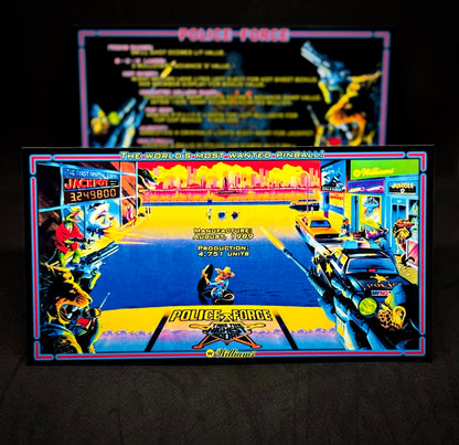 Williams Police Force 1989 Jeu Cartes Instructions Flipper Custom Apron règles imprimées