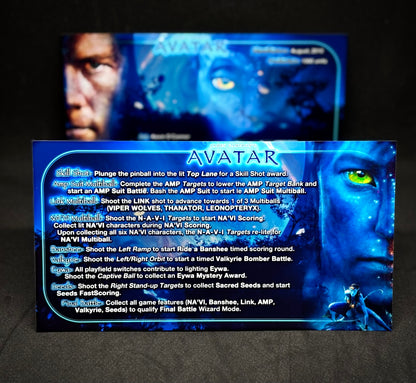 Stern Avatar 2010 Game Cards Instructions Pinball Custom Apron Printed Rules