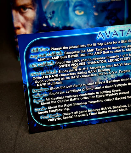 Stern Avatar 2010 Game Cards Instructions Pinball Custom Apron Printed Rules