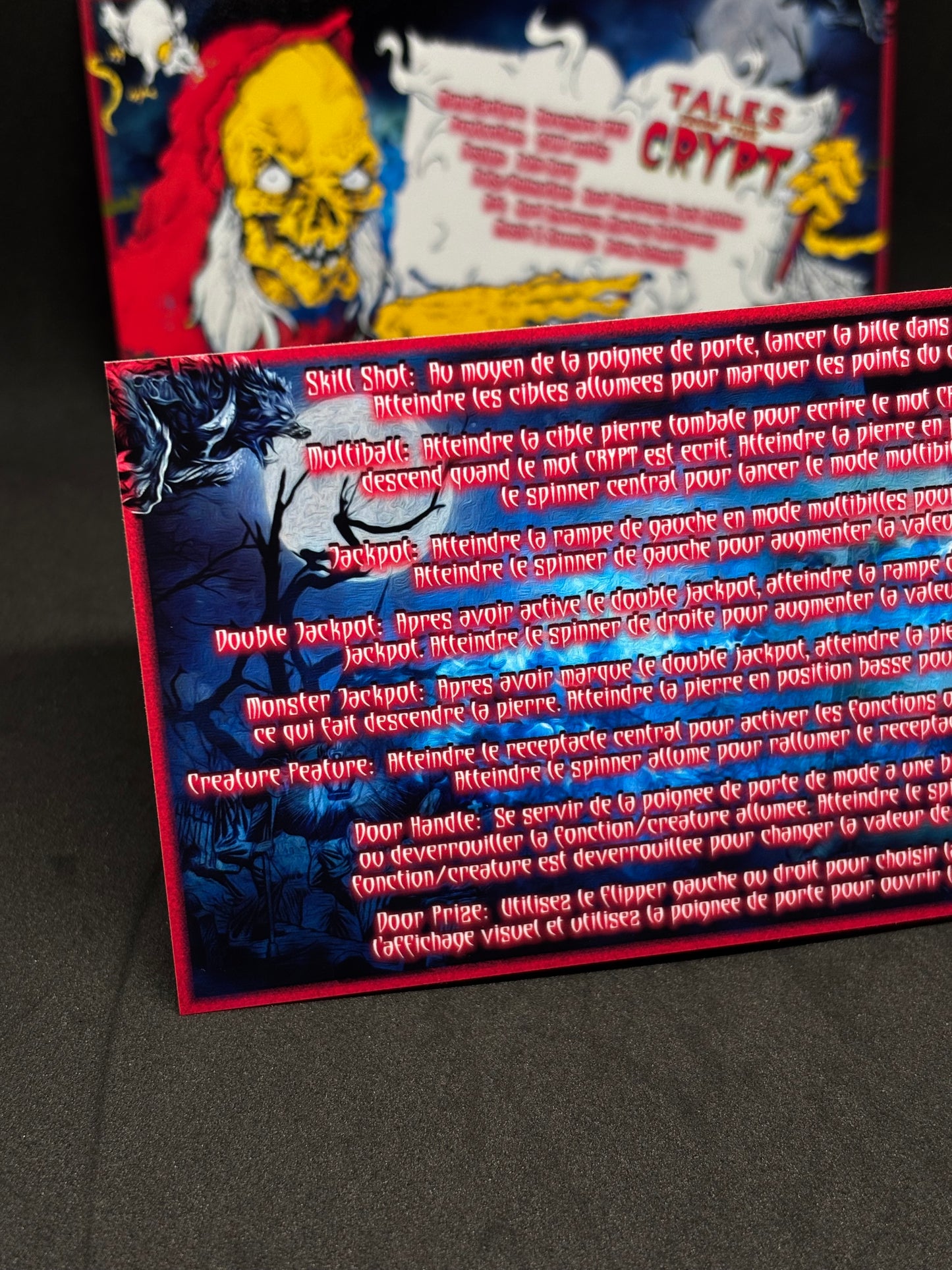 Instrucciones de las tarjetas del juego Data East Tales From The Crypt 1993, delantal personalizado de pinball, reglas impresas V5