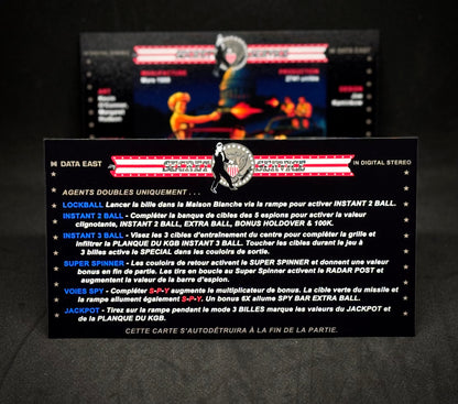Instrucciones del juego de cartas Data East Secret Service 1988 Pinball Delantal personalizado reglas impresas