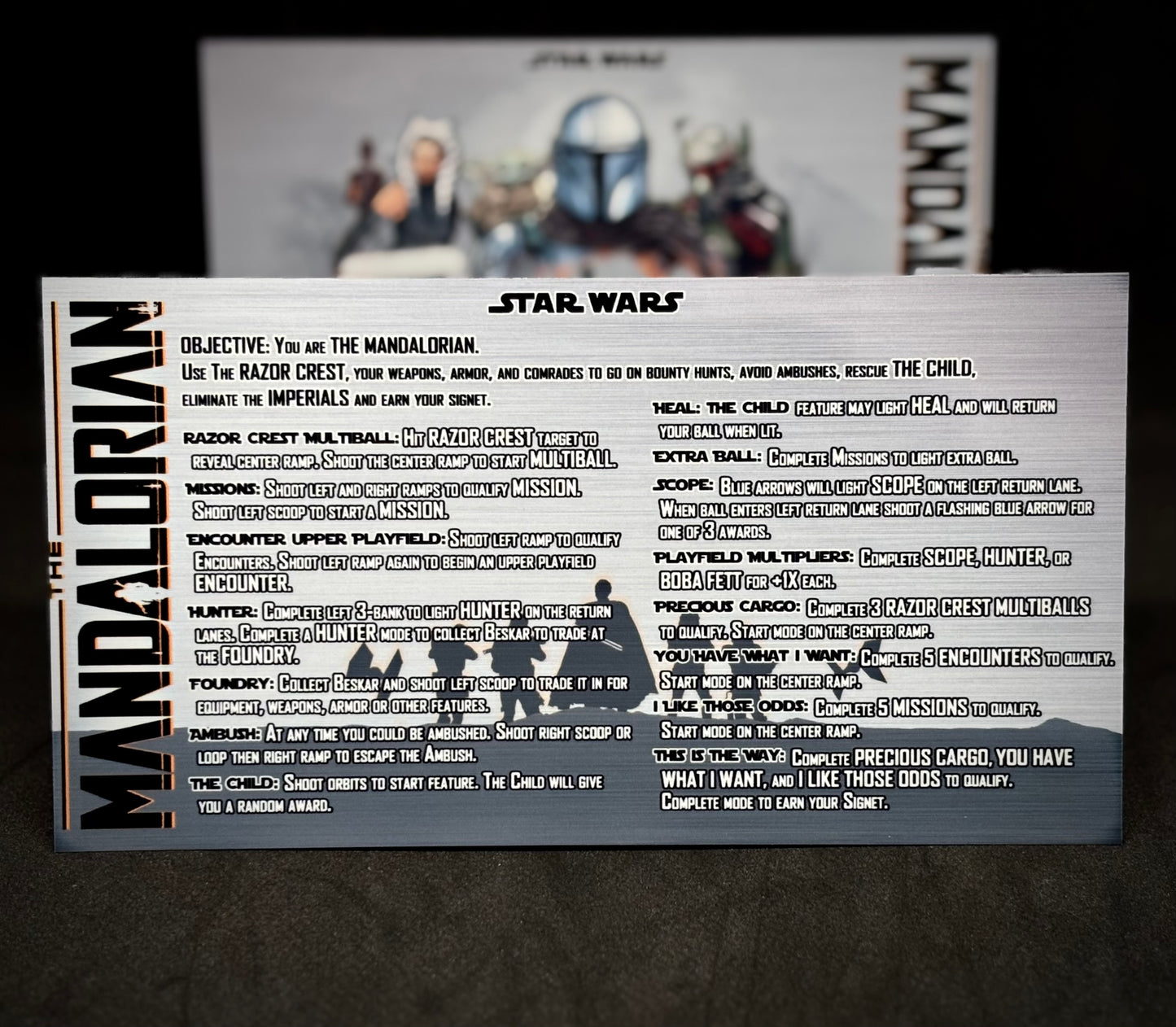 Stern Star Wars The Mandalorian 2021 Jeu Cartes Instructions Flipper Custom Apron règles imprimées V2