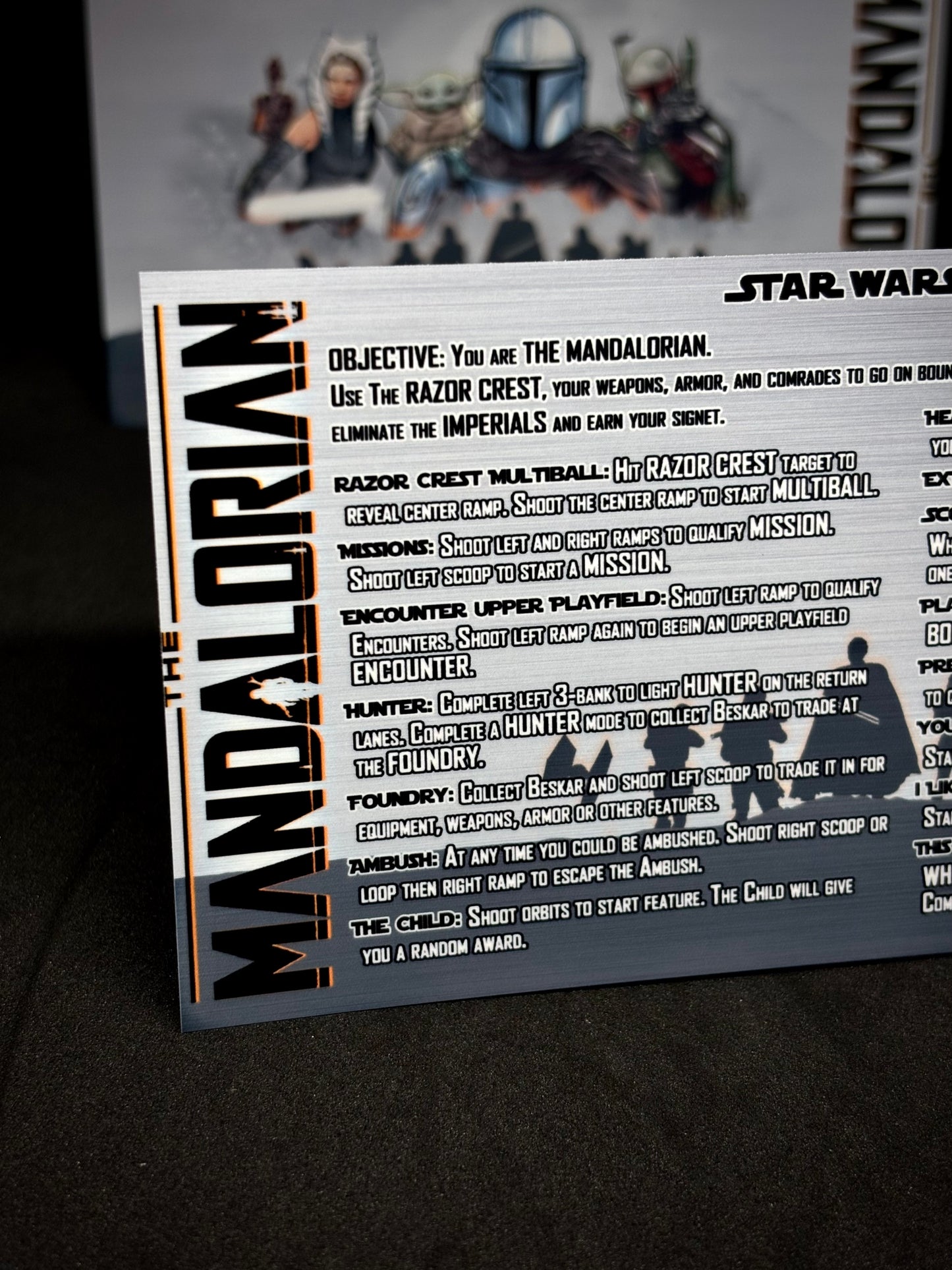 Stern Star Wars The Mandalorian 2021 Jeu Cartes Instructions Flipper Custom Apron règles imprimées V2