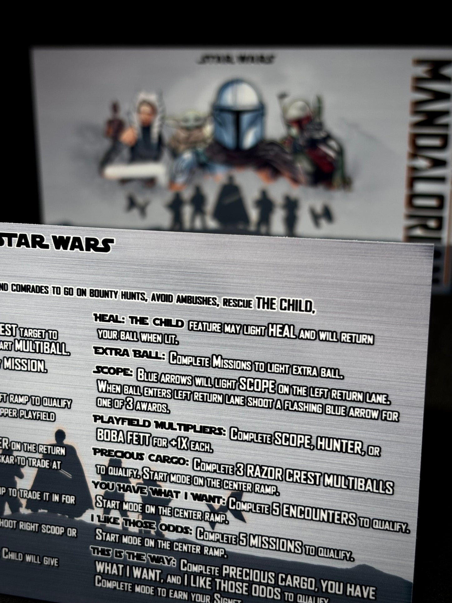 Stern Star Wars The Mandalorian 2021 Jeu Cartes Instructions Flipper Custom Apron règles imprimées V2