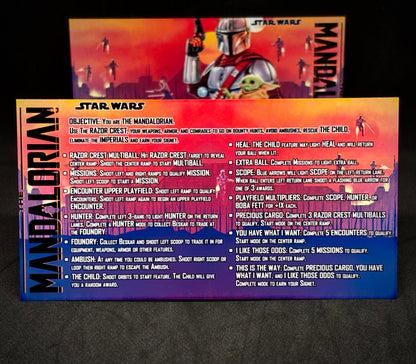 Stern Star Wars The Mandalorian 2021 Game Cards Instructions Flipper Custom Apron Printed Rules V1