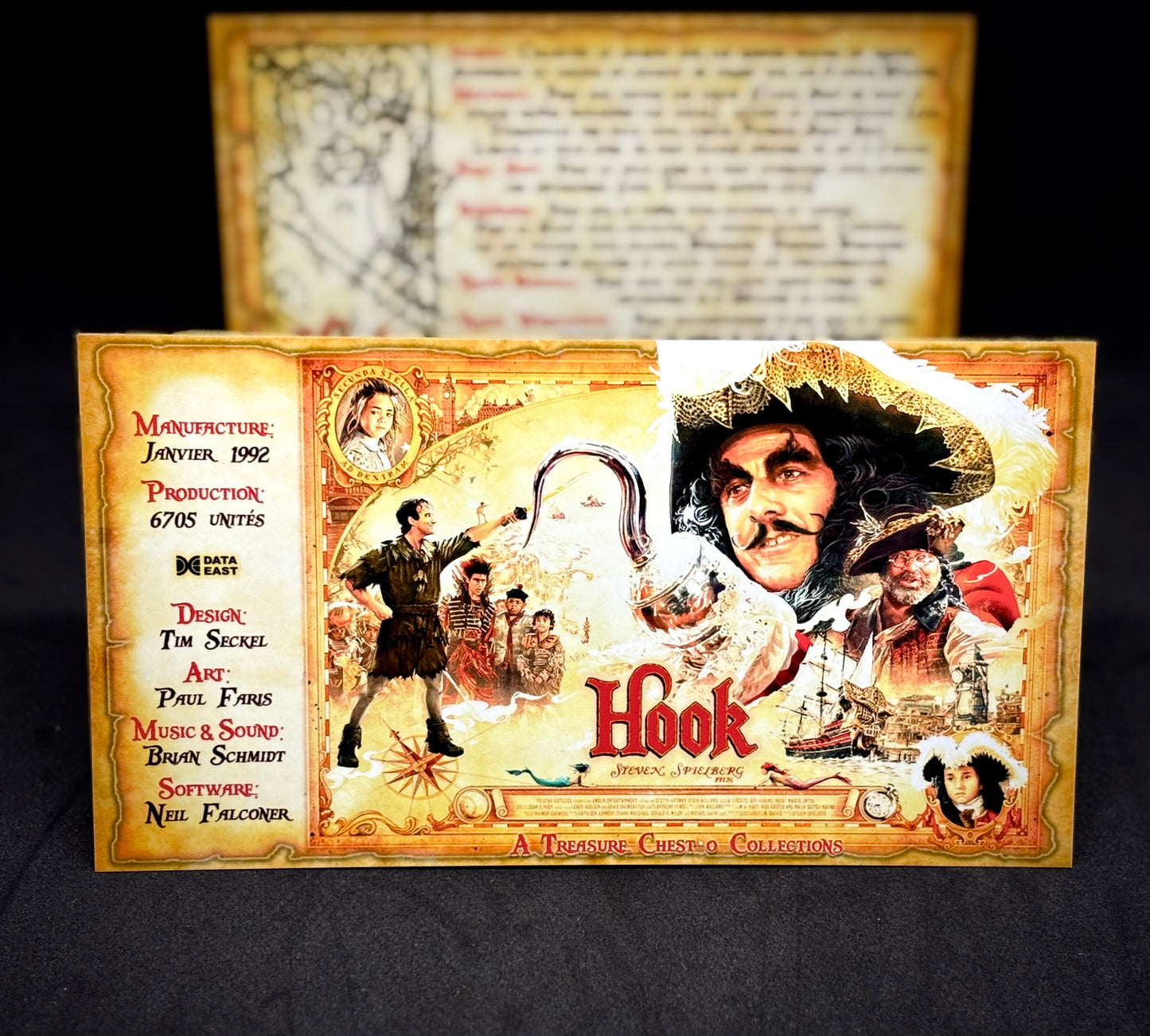 Data East Hook 1992 Game Cards Instructions Pinball Custom Apron Printed Rules V1