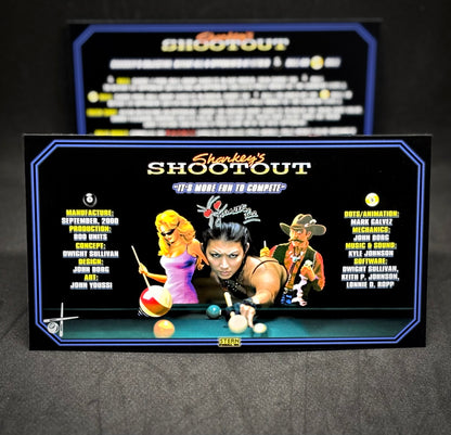 Instrucciones para las tarjetas de juego Stern Sharkey's Shootout 2000, delantal personalizado de pinball, reglas impresas V2