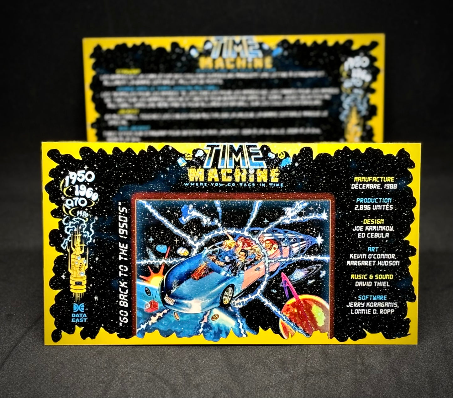 Data East Time Machine 1988 Jeu Cartes Instructions Flipper Custom Apron règles imprimées