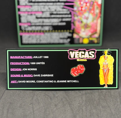 Instrucciones de las tarjetas de juego Gottlieb VEGAS 1990, delantal personalizado de pinball, reglas impresas V1