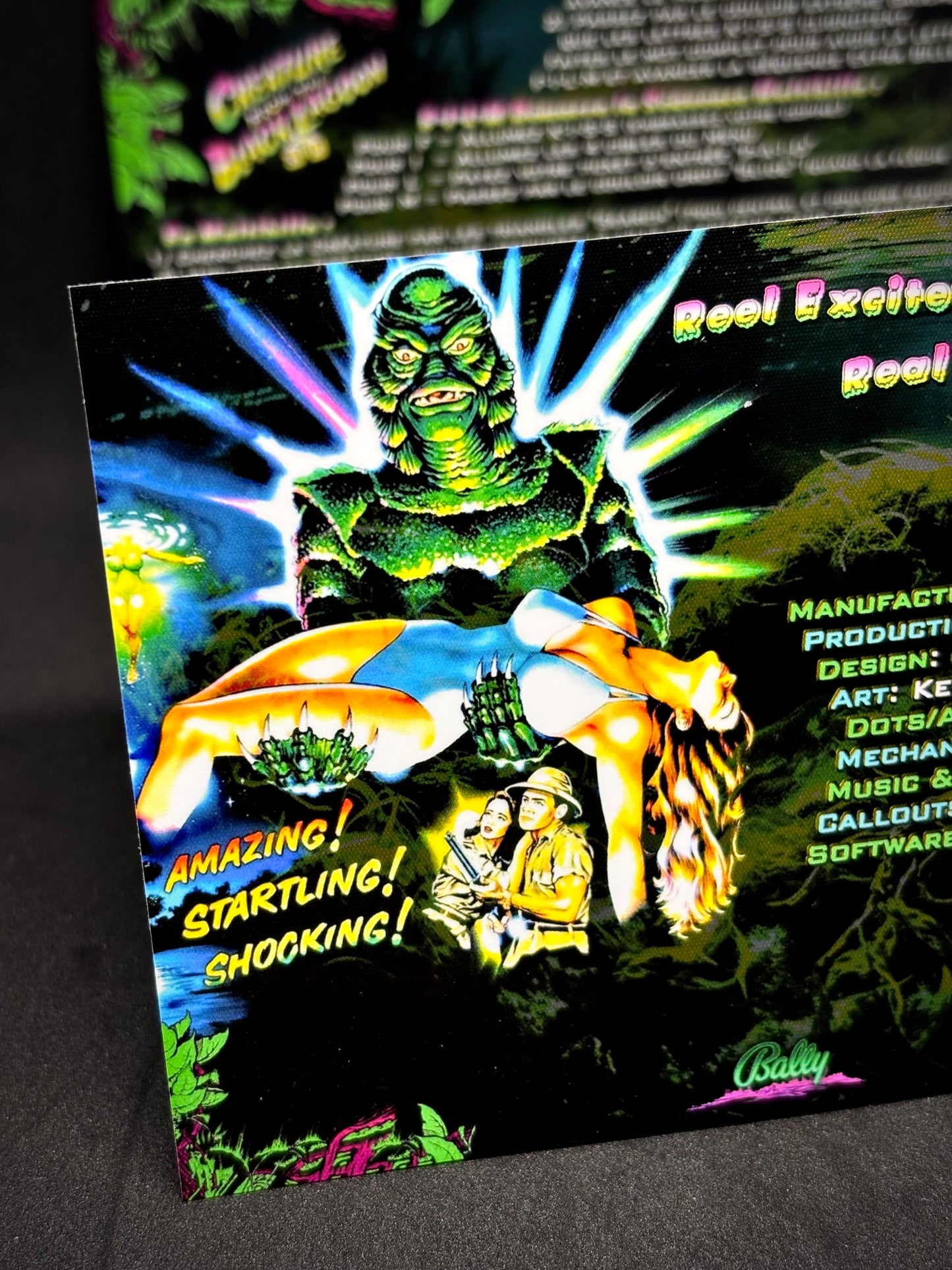 Bally Creature From The Black Lagoon 1992 Jeu Cartes Instructions Flipper Custom Apron règles imprimées V1