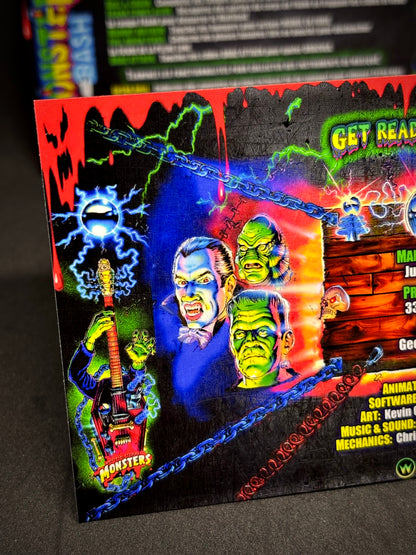 Instrucciones de las tarjetas del juego Williams Monster Bash 1998, delantal personalizado de pinball, reglas impresas V1