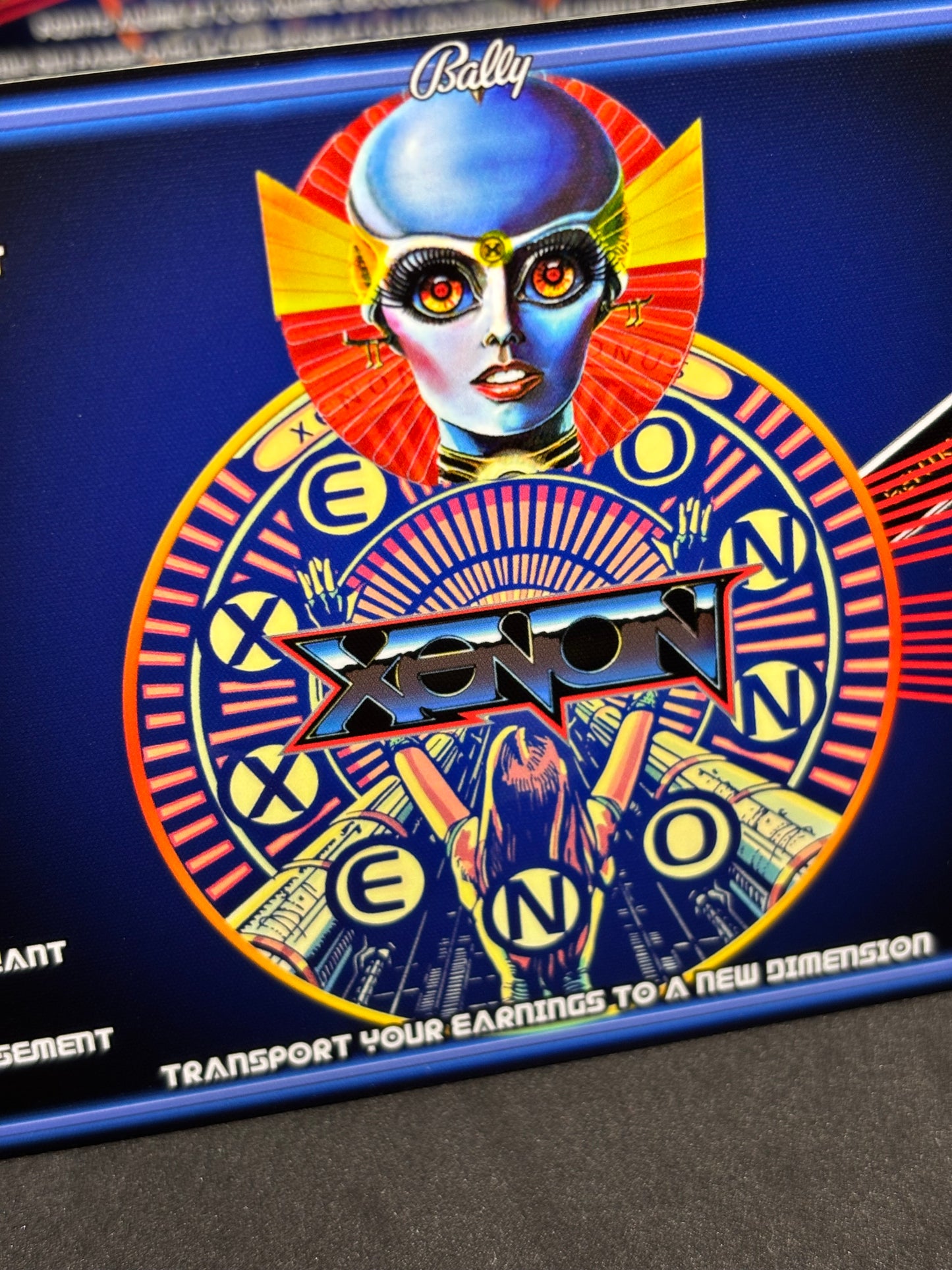 Bally XENON 1980 Jeu Cartes Instructions Flipper Custom Apron règles imprimées V2