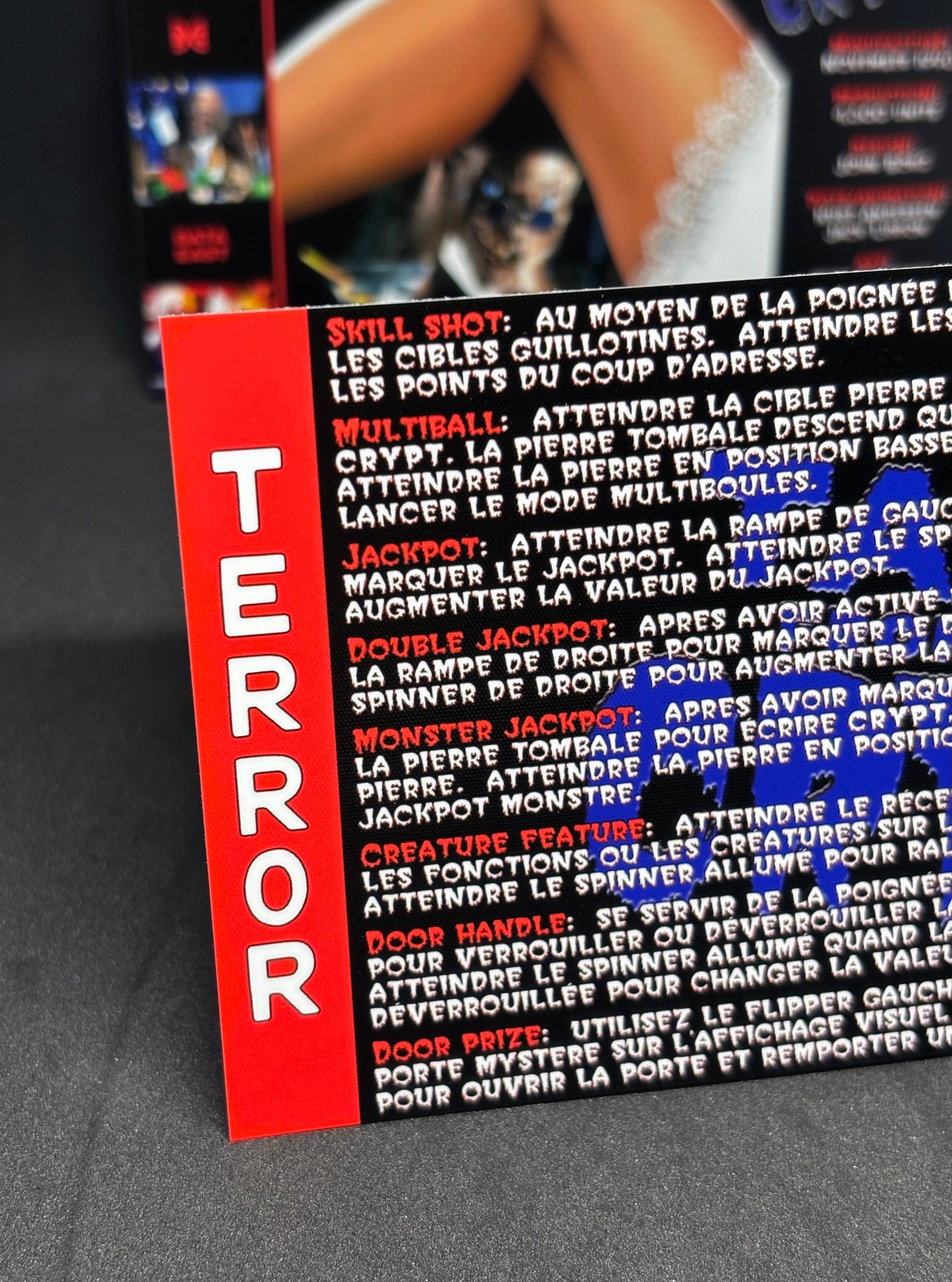 Data East Tales From The Crypt 1993 Jeu Cartes Instructions Flipper Custom Apron règles imprimées V3