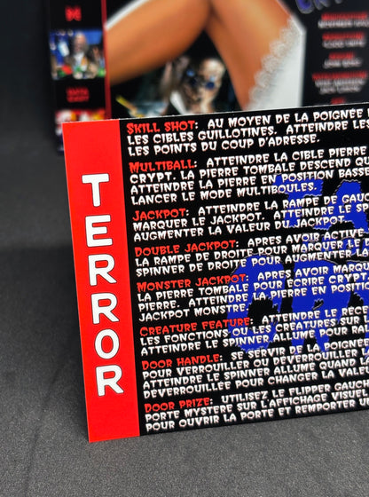 Instrucciones de tarjetas de juego Data East Tales From The Crypt 1993, delantal personalizado de pinball, reglas impresas V3