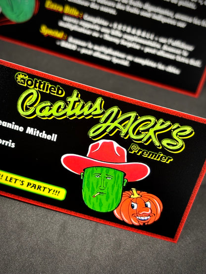 Instrucciones de las tarjetas de juego Gottlieb Cactus Jack de 1991. Delantal personalizado de pinball con reglas impresas V1.