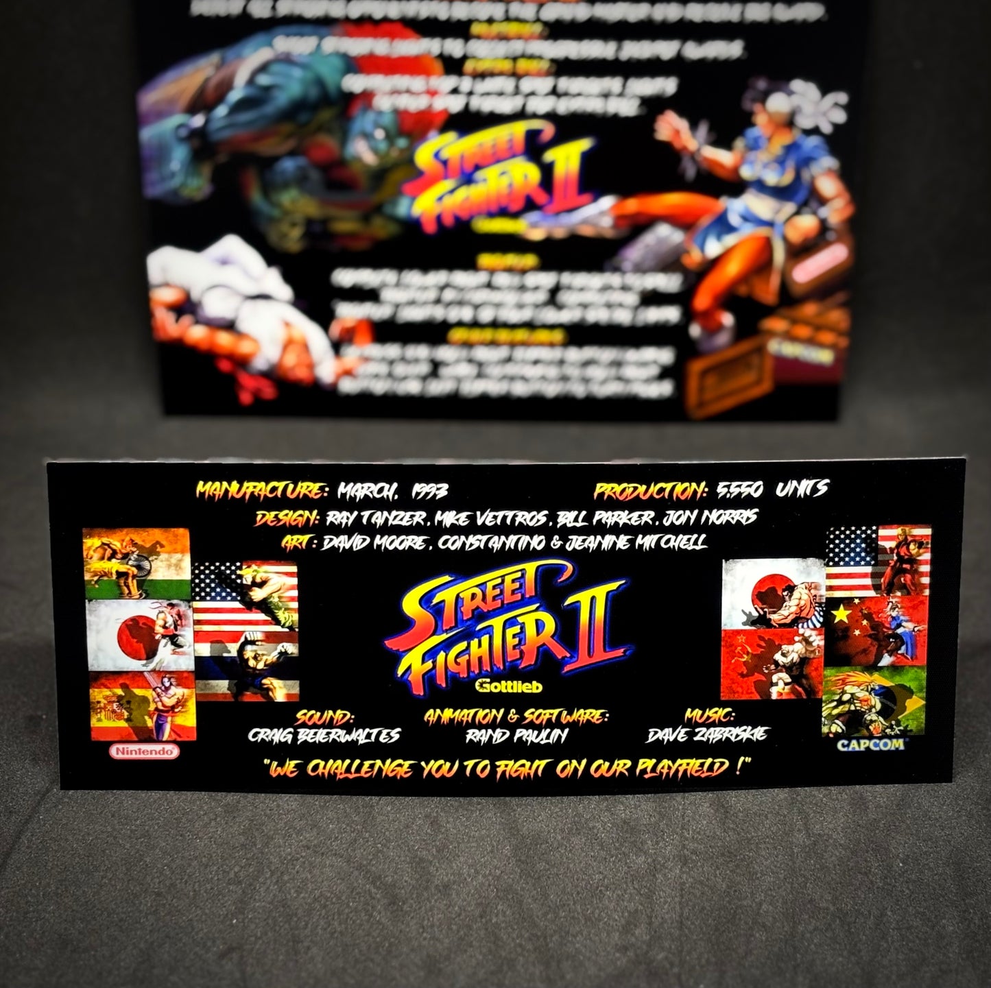 Gottlieb Street Fighter 1993 Versión Negra - Instrucciones de Tarjetas de Juego Pinball - Tarjetas de Pinball con Impresión Personalizada