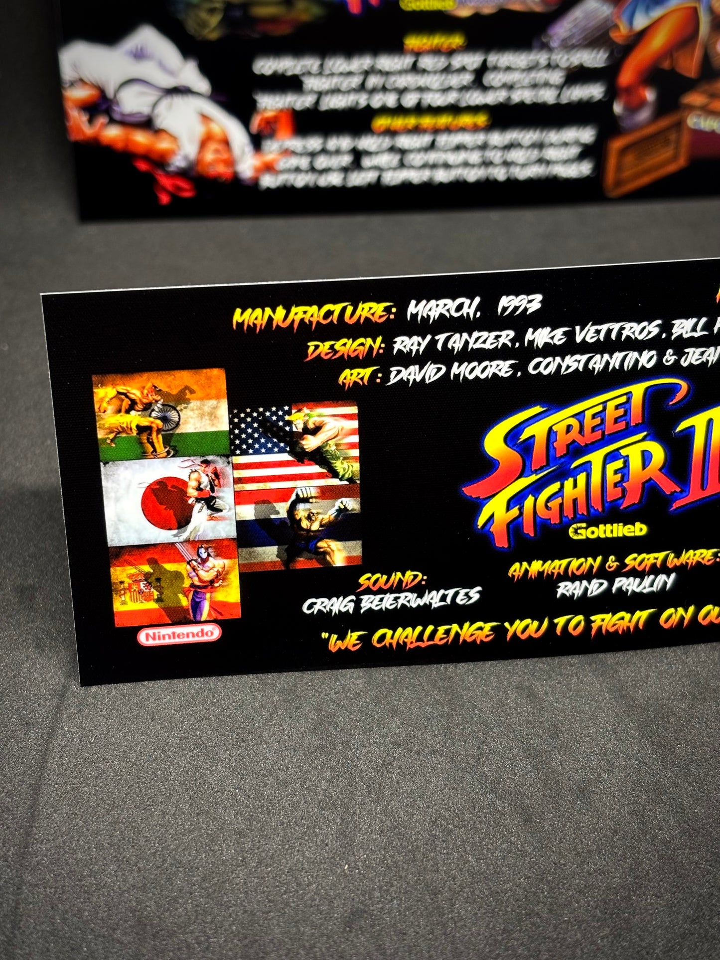 Gottlieb Street Fighter 1993 Versión Negra - Instrucciones de Tarjetas de Juego Pinball - Tarjetas de Pinball con Impresión Personalizada
