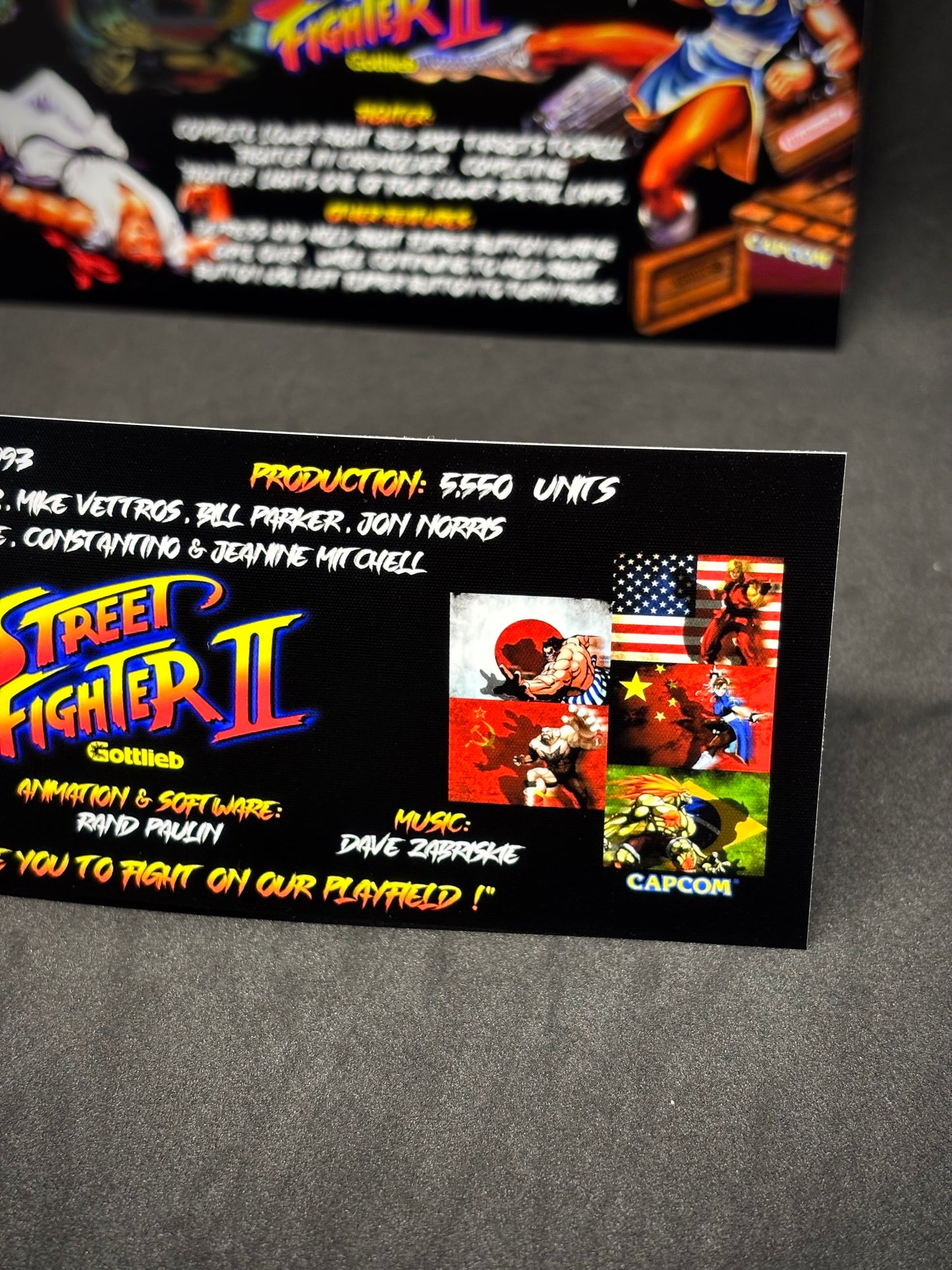 Gottlieb Street Fighter 1993 Versión Negra - Instrucciones de Tarjetas de Juego Pinball - Tarjetas de Pinball con Impresión Personalizada