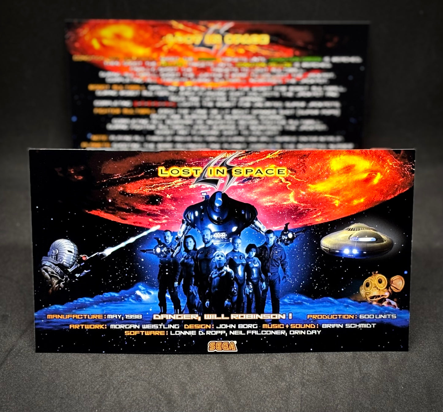 SEGA Lost In Space 1998 Jeu Cartes Instructions Flipper Custom Apron règles imprimées