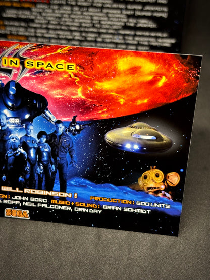 Instrucciones de las tarjetas del juego SEGA Lost In Space 1998 Delantal personalizado de pinball con reglas impresas
