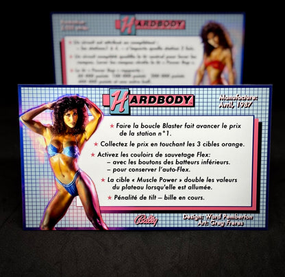 Instrucciones de las tarjetas del juego Bally Hardbody 1987 Pinball Delantal personalizado reglas impresas