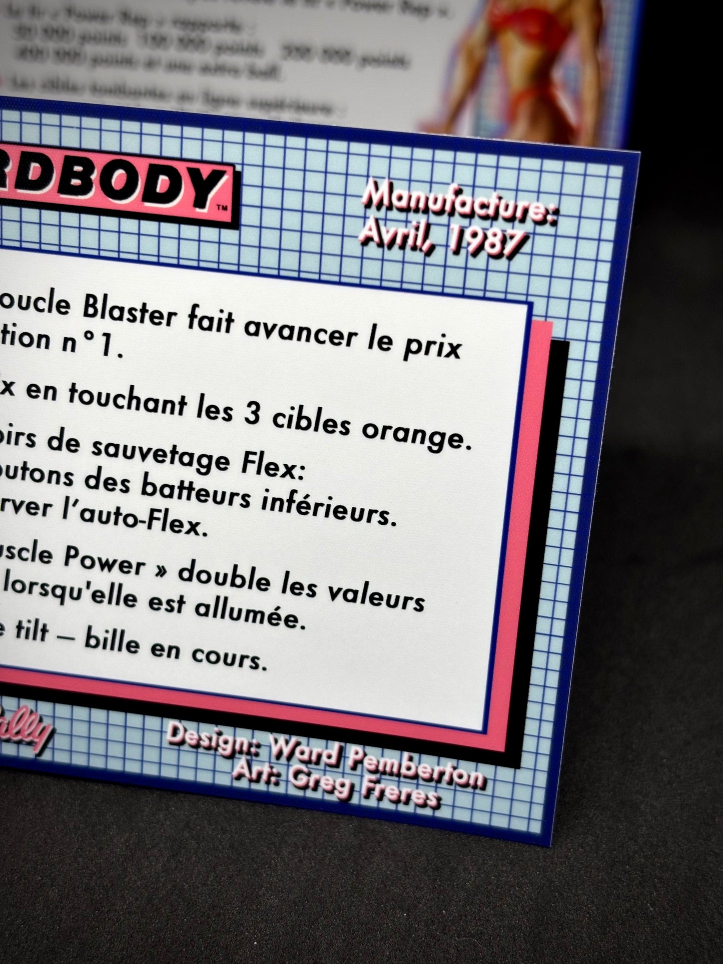 Bally Hardbody 1987 Game Cards Instructions Pinball Custom Apron printed rules