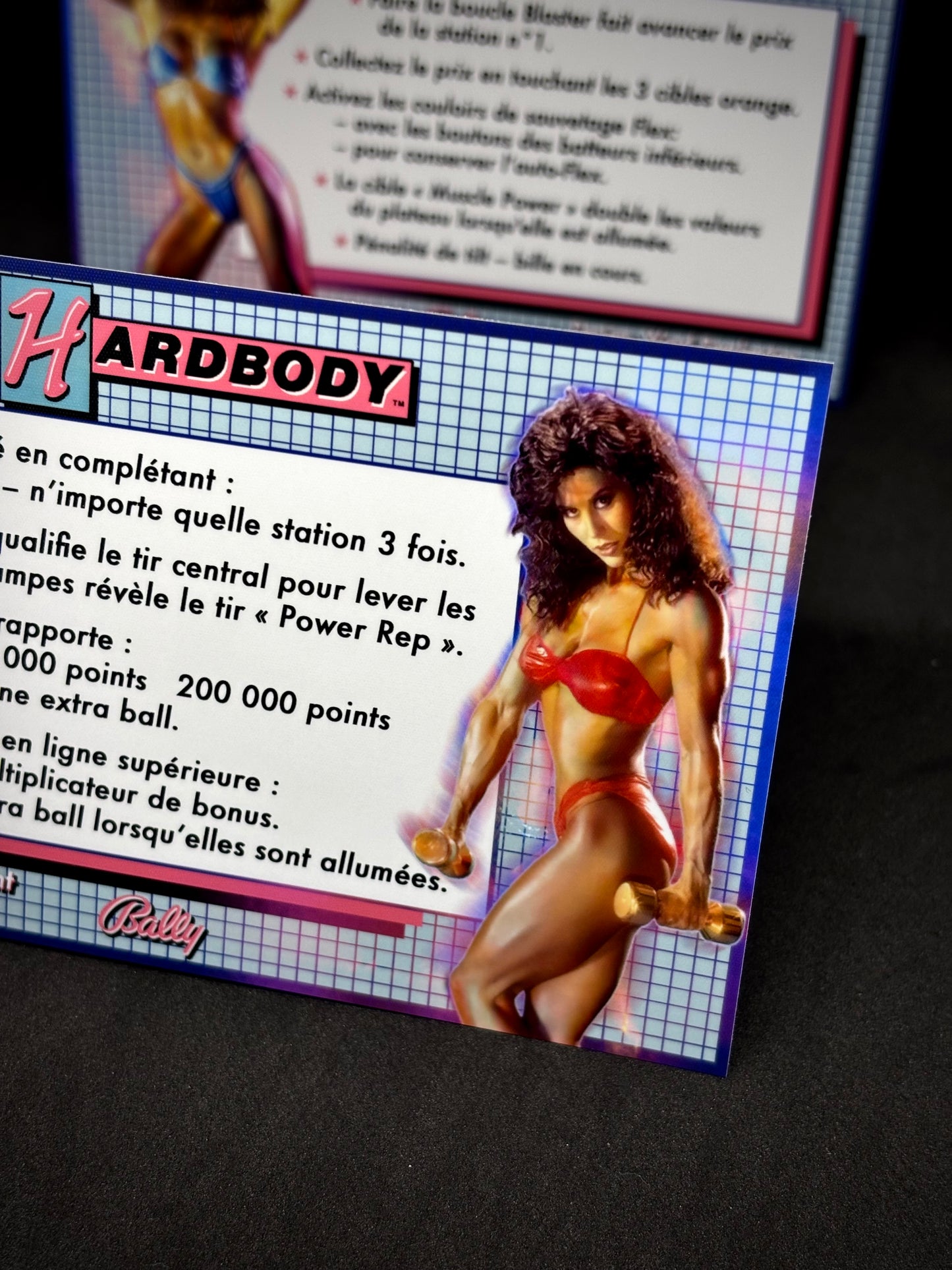 Bally Hardbody 1987 Game Cards Instructions Pinball Custom Apron printed rules