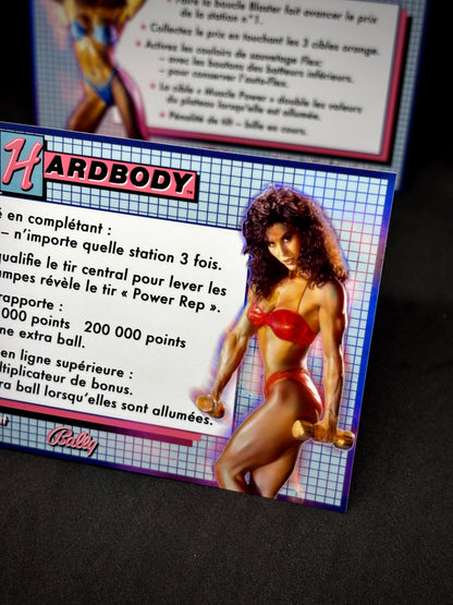 Instrucciones de las tarjetas del juego Bally Hardbody 1987 Pinball Delantal personalizado reglas impresas