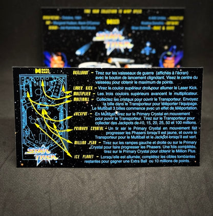 Instrucciones de las tarjetas del juego Data East STAR TREK 1991, delantal personalizado de pinball, reglas impresas V1