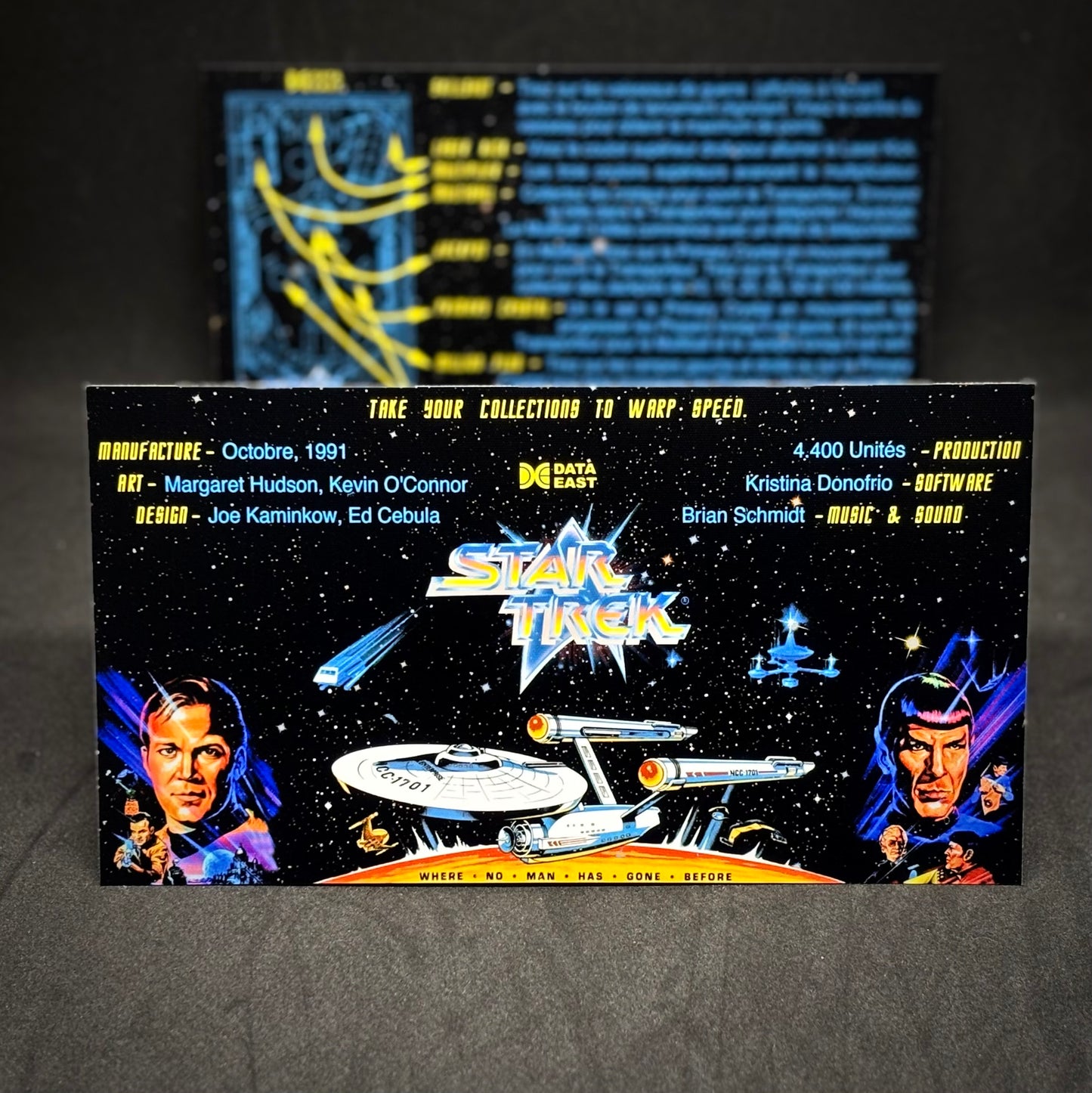 Data East STAR TREK 1991 Game Cards Instructions Pinball Custom Apron Printed Rules V1