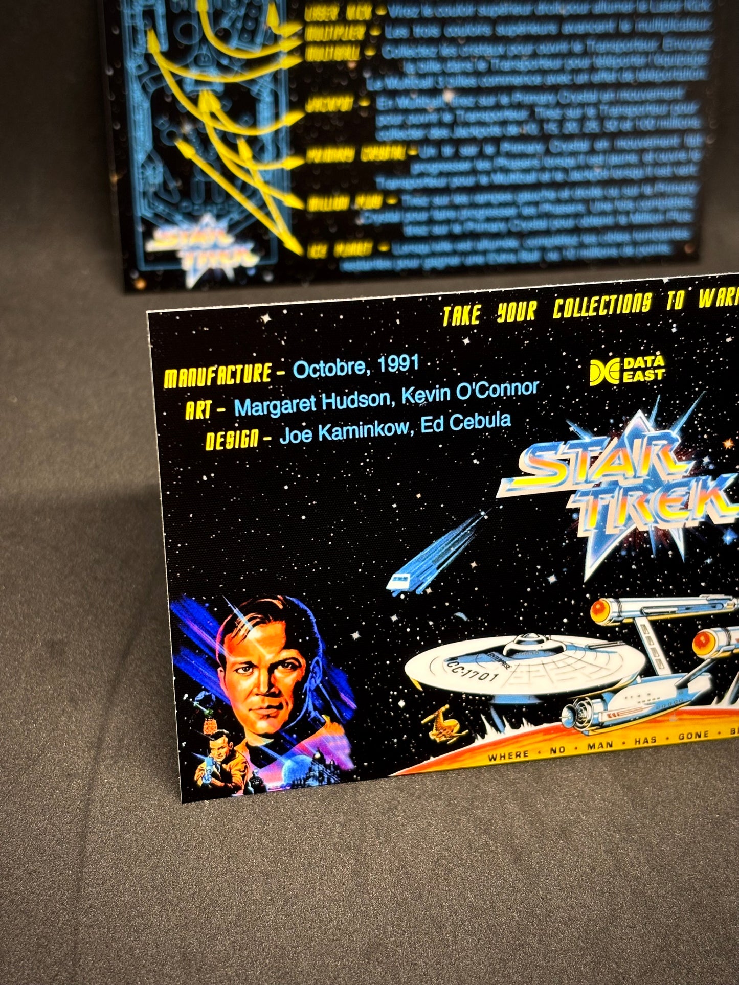 Data East STAR TREK 1991 Game Cards Instructions Pinball Custom Apron Printed Rules V1