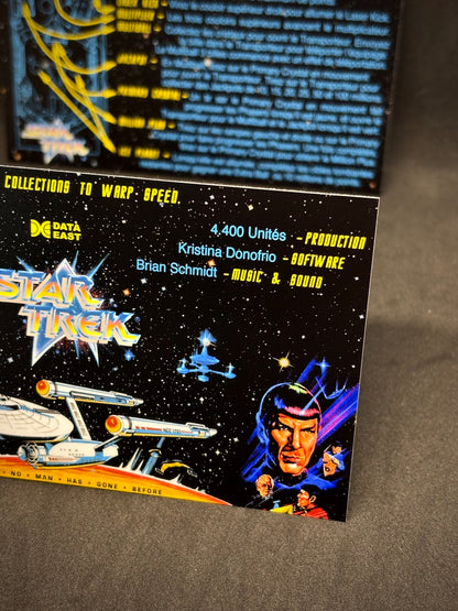Instrucciones de las tarjetas del juego Data East STAR TREK 1991, delantal personalizado de pinball, reglas impresas V1