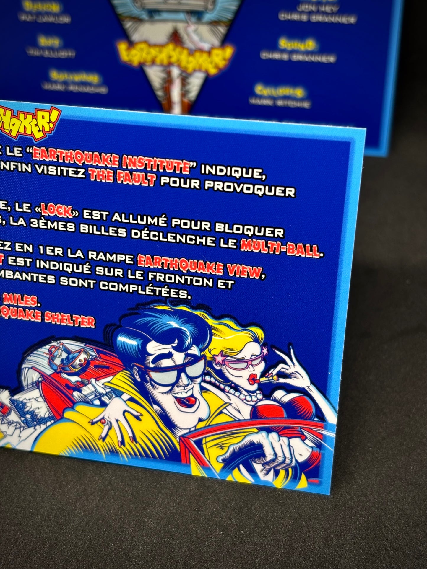 Instrucciones de las tarjetas del juego Williams Earthshaker 1989, delantal personalizado de pinball, reglas impresas